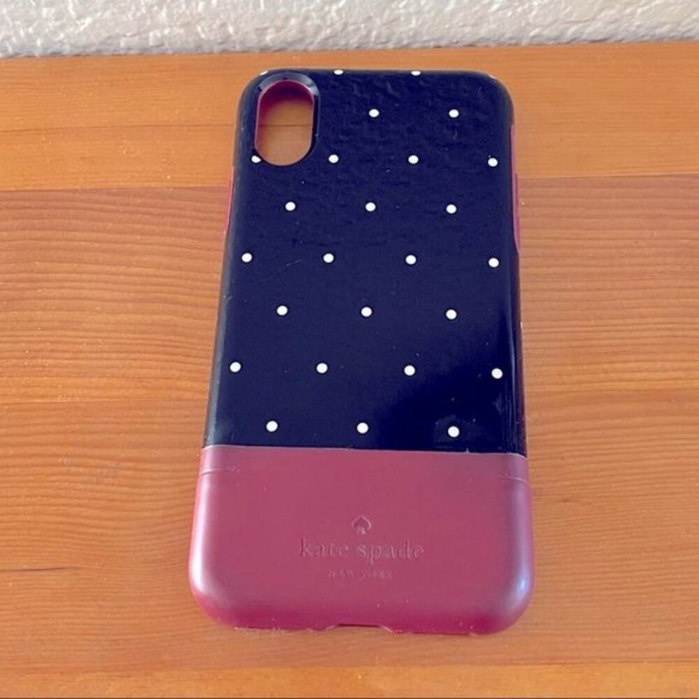 Kate Spade Black and White Polka Dot iPhone X Case w/ Card Holder Slot